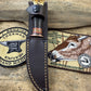 Treeman Trout Knife 3 3/8" 1095 hand forged blade horse hide crotch stag