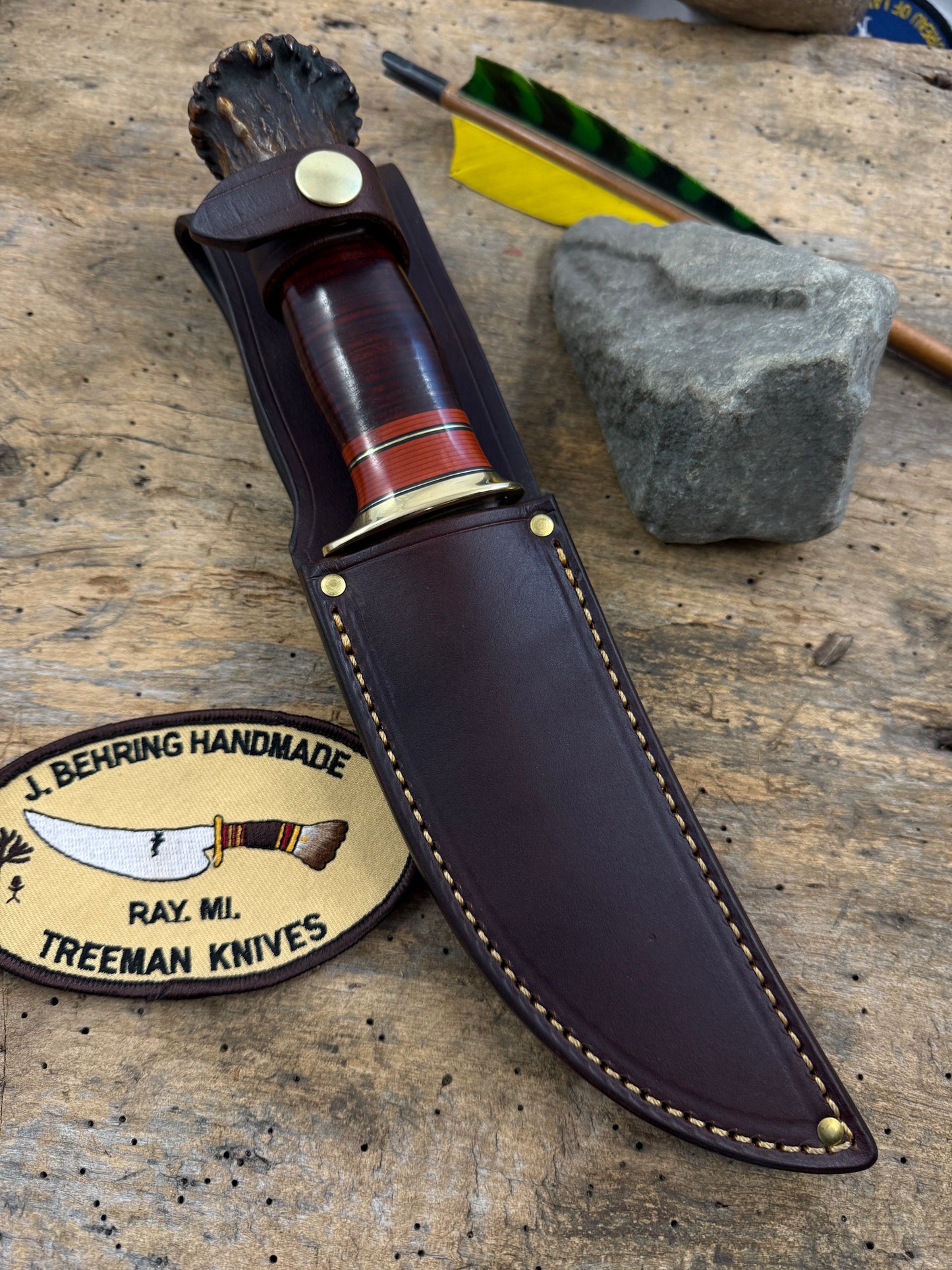 Treeman Big Bay Hunter  Pop's Pro Cut Steel  Horse Hide Crown Stag OLD SCHOOL