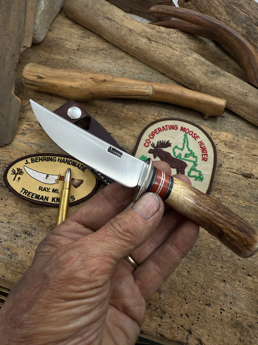 Trout 3.5" AEB-L Razor Blade Steel Moose Horn Mammoth Ivory Shark