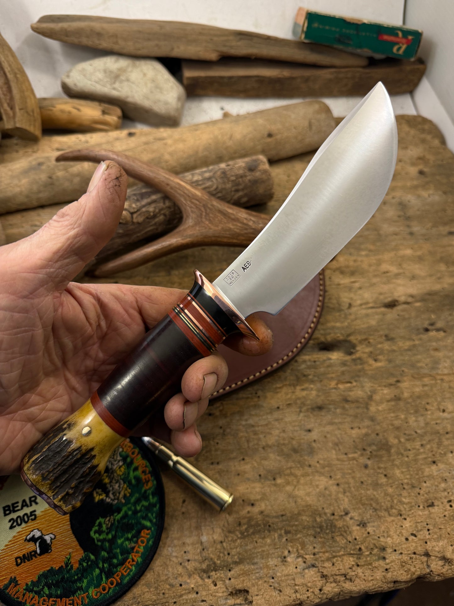 Treeman 6" Woodmonk AEB-L Copper guard Stag Butt