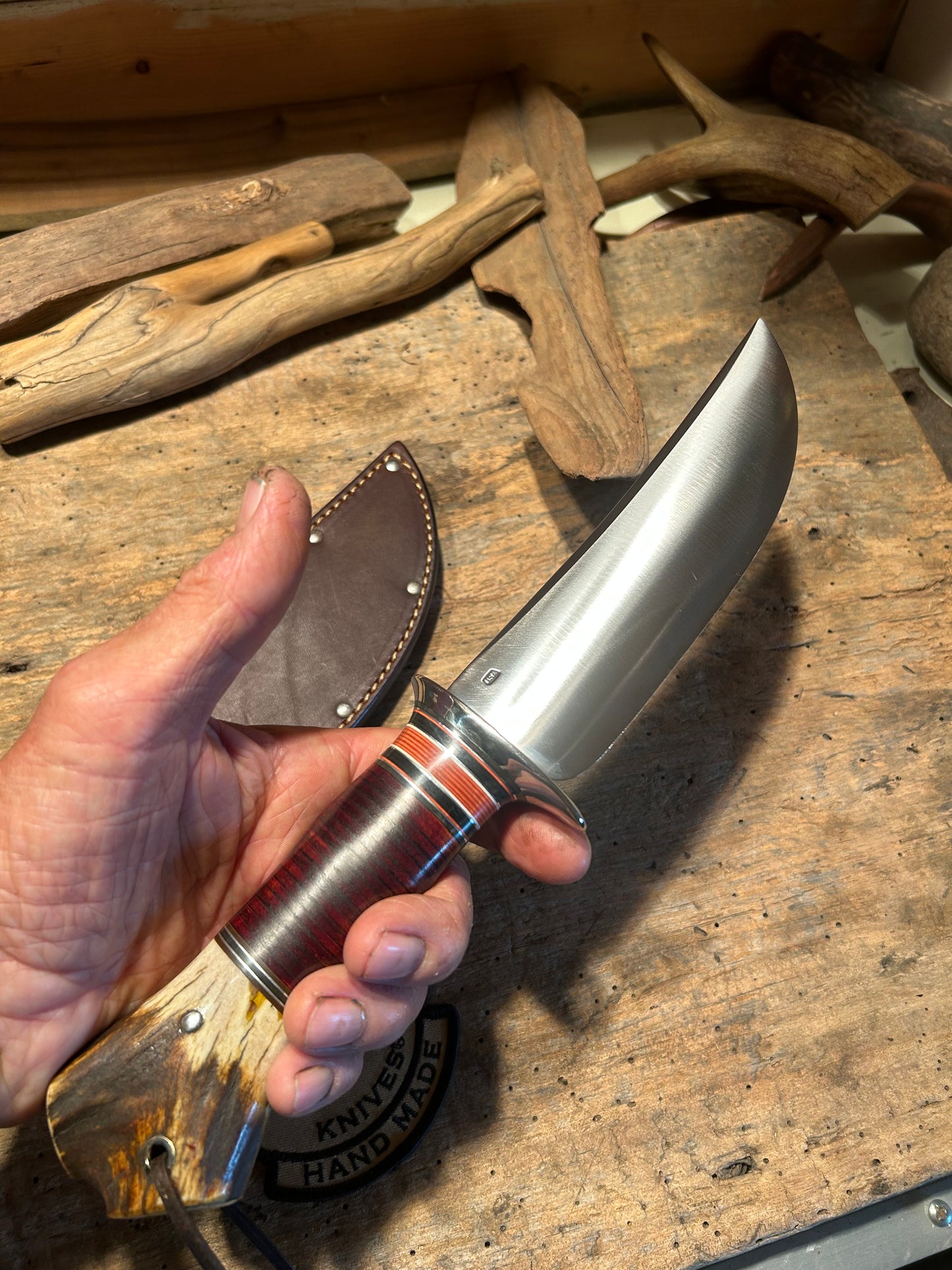 J. Behring Handmade Vintage Treeman Camp Knife Old Stamp 7" Blade