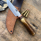 Treeman Trout & Deer Knife Forged 1095 Copper Guard Sambar Stag Musk Ox Butt  Beaver Tail Sheath