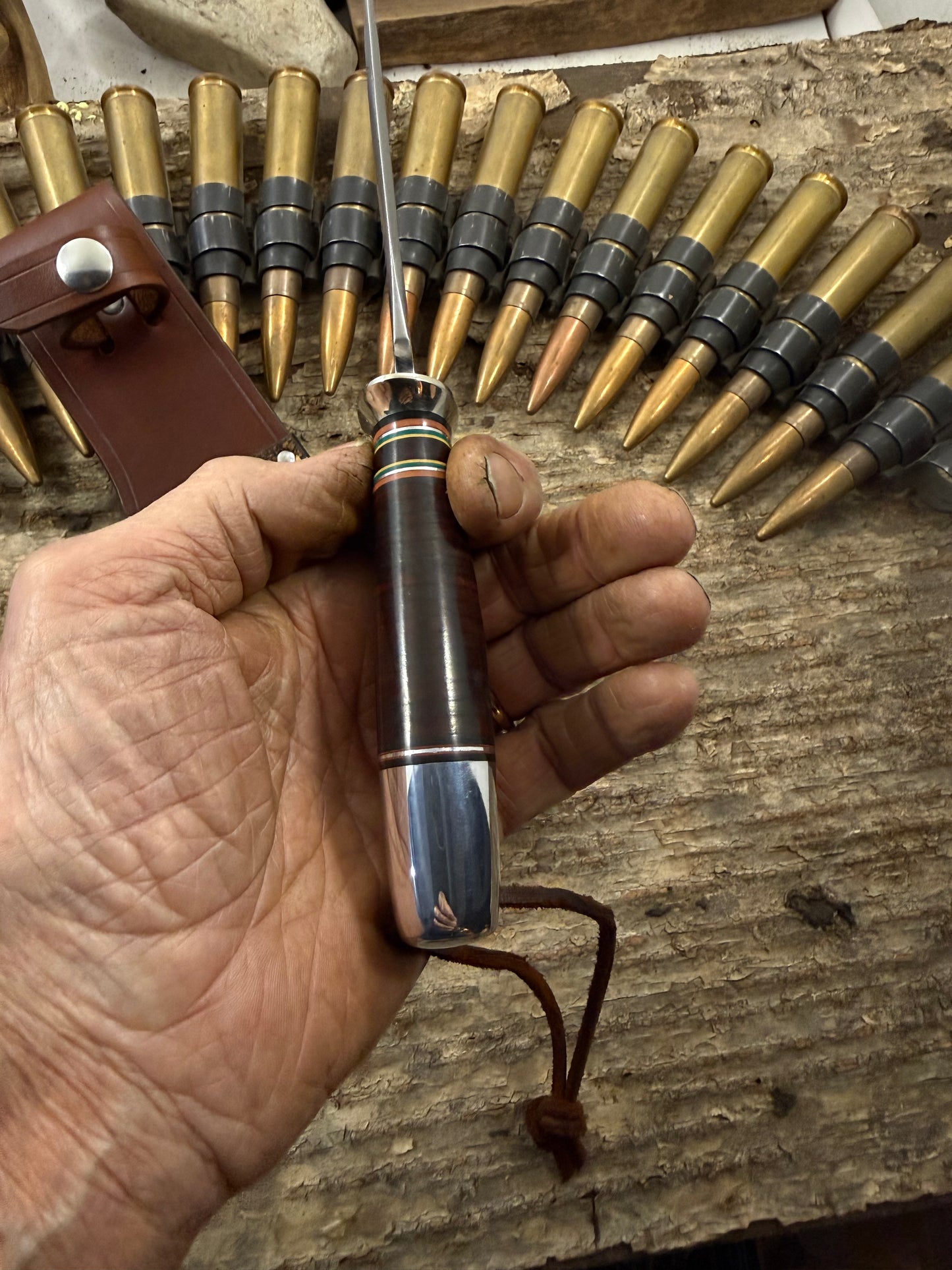 Model 1- 5"  Nickel Guard Horse hide Aluminum Butt