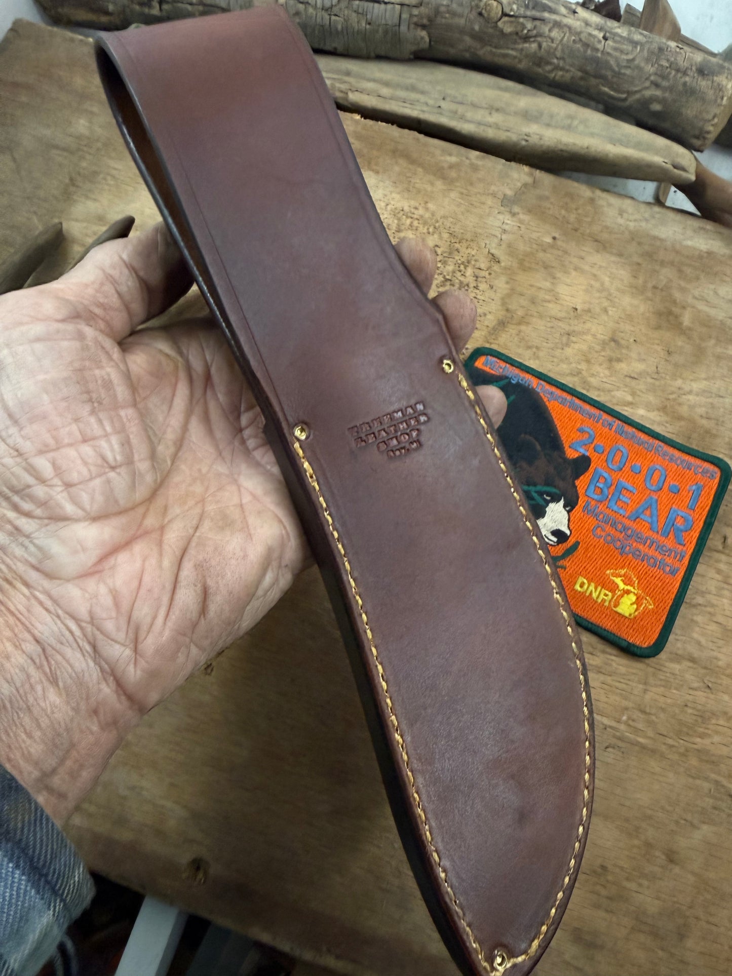 Treeman Woodcraft 6" Horse hide Crown stag Old School hunting knife