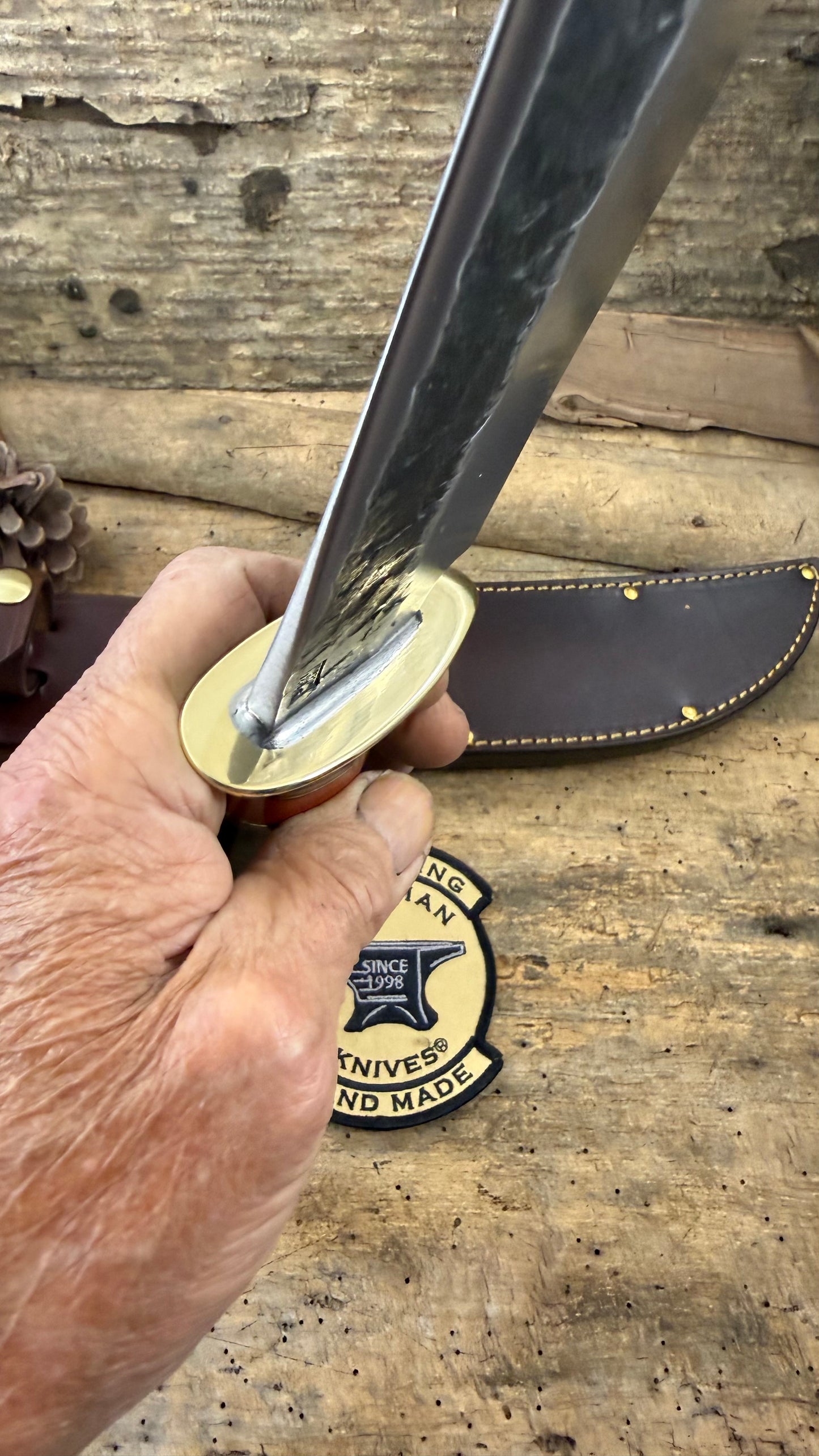 Treeman Big Fat 8"  Hammer Mark Camp Knife Crown Stag