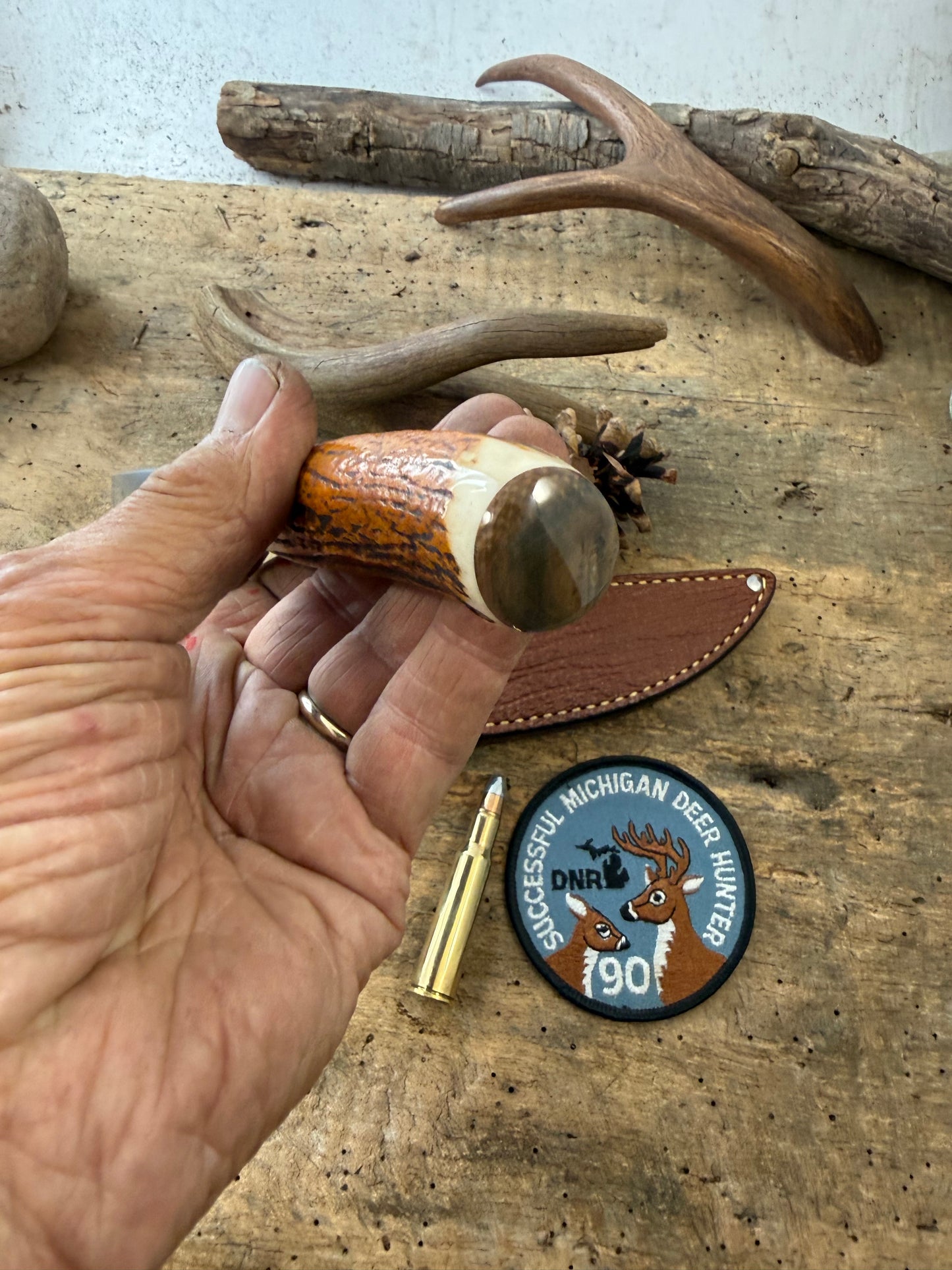 Treeman 5" Sticker AEB-L Stainless Nickel Silver Sambar Stag Mammoth Ivory butt Cap