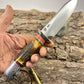 Treeman Special Hunter 6" AEB-L Stainless NS Sambar Stag Aluminum Crows beak butt. Giraffe sheath.