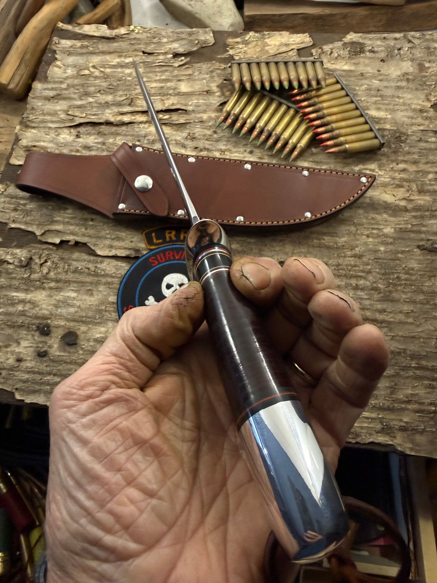 J. Behring Handmade 8" Model 1 Heavy Duty AEB-L Stainless Skull Fighter