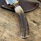 Treeman  5" Copper Harbor AEB-L Stainless Sambar Stag Mammoth Ivory Ostrich Leg Sheath