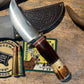 Treeman Iron Mt. Hunter 4 3/8" Blade Brass Horsehide Sambar Stag Shark Sheath