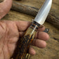 Treeman  Small Hunter with old Stag Nickel Guard pinned butt Cap Exotic sheath