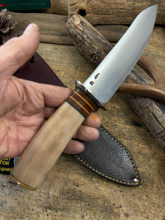 Treeman Walrus Artifact Ivory 6" Drop Point AEB-L Mammoth Butt cap Elephant Ear Sheath