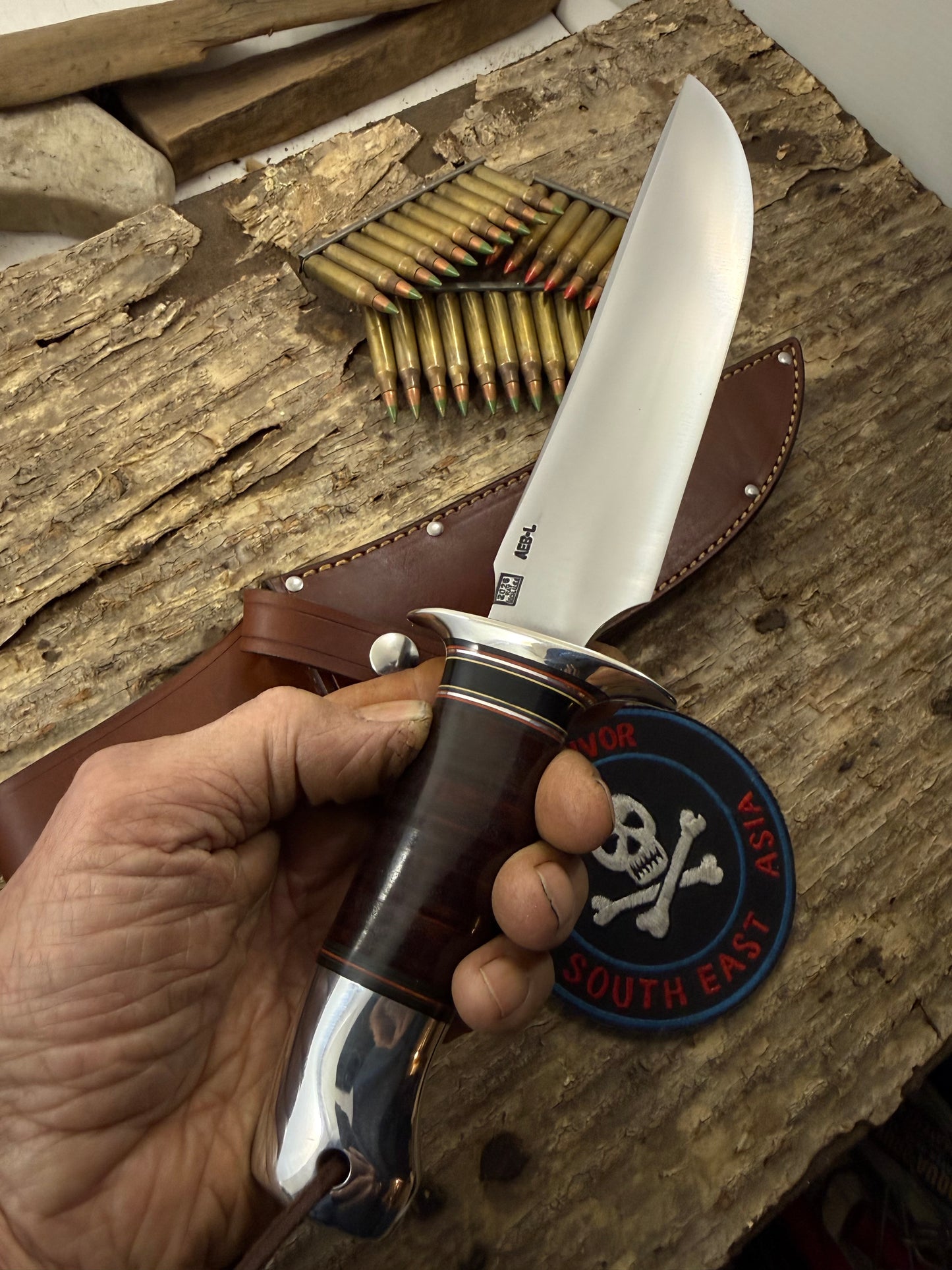J. Behring Handmade 8" Model 1 Heavy Duty AEB-L Stainless Skull Fighter