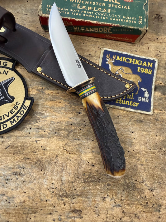 Treeman Deer & Trout 4" Blade  AEB-L Stainless Killer Red Stag Mammoth Cap Red Brass Guard