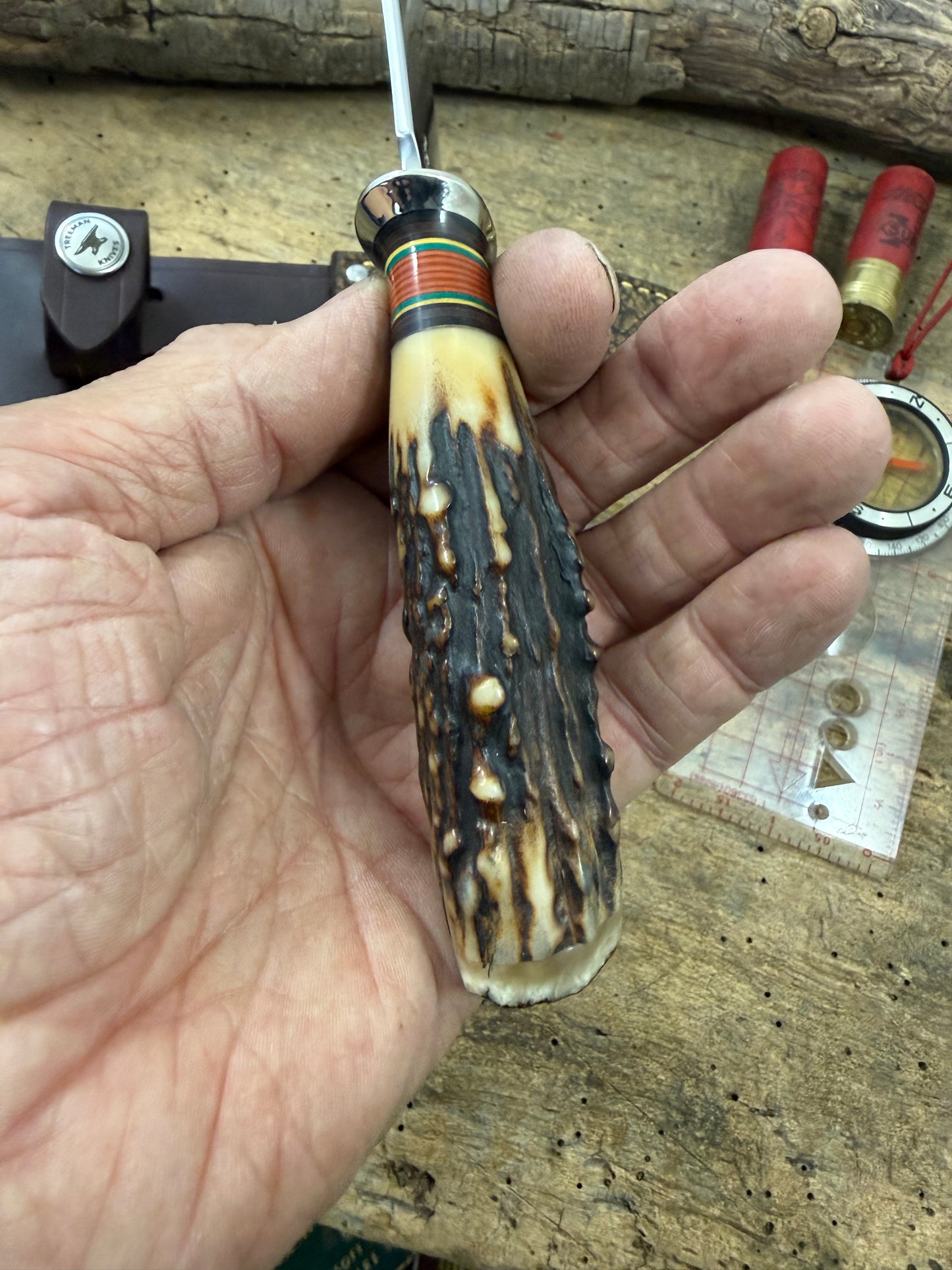 Treeman 4" Special Hunter Nickel AAA Old Stag Ox Butt Cap