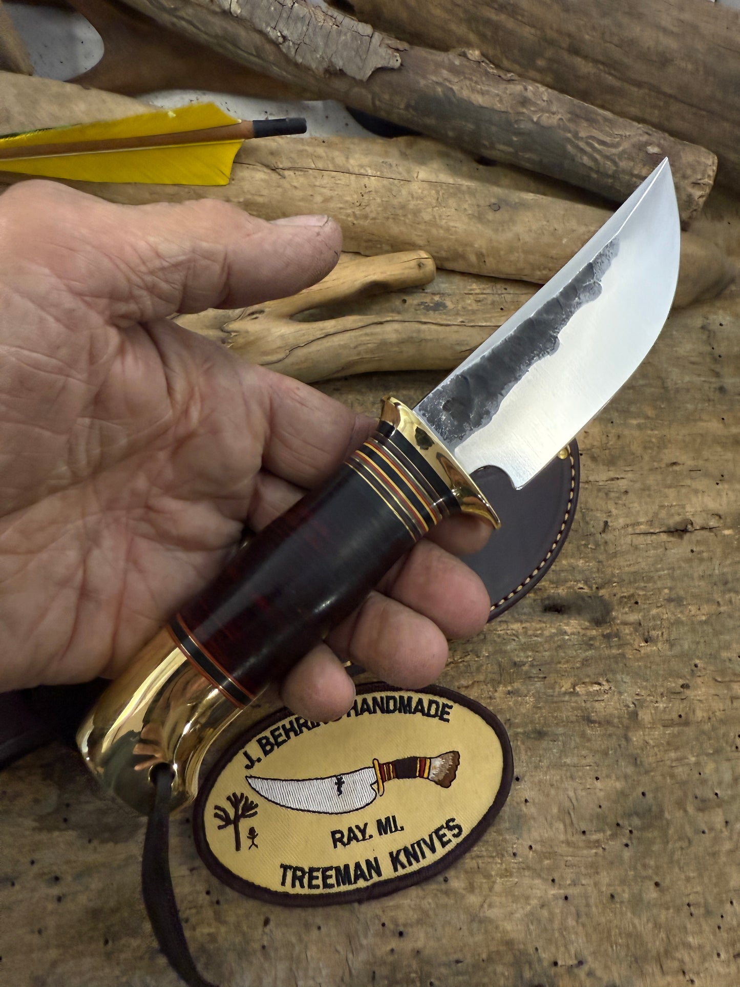 Treeman Iron Mt Hunter Hammer Mark 5" blade Horse hide Brass Crows beak Butt