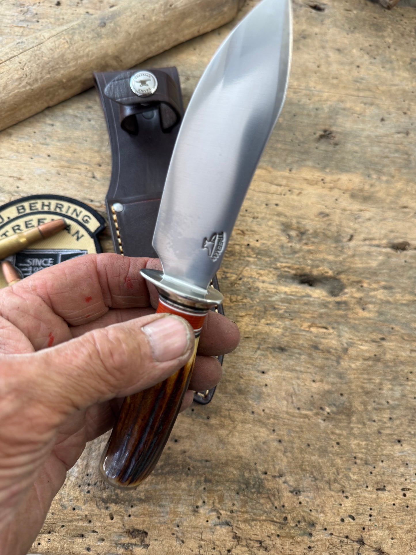 Treeman Special Hinter 4 1/4" AEB-L stainless Nickel Guard 120 Year old German Stag Ivory butt cap