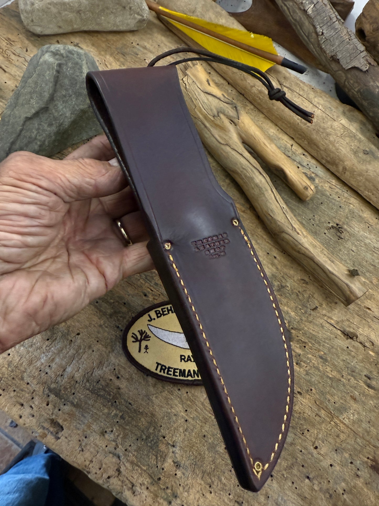Treeman Trout Knife AEB-L Stainless 100 + yeard old Stag Mammoth Butt Cap Shark Sheath
