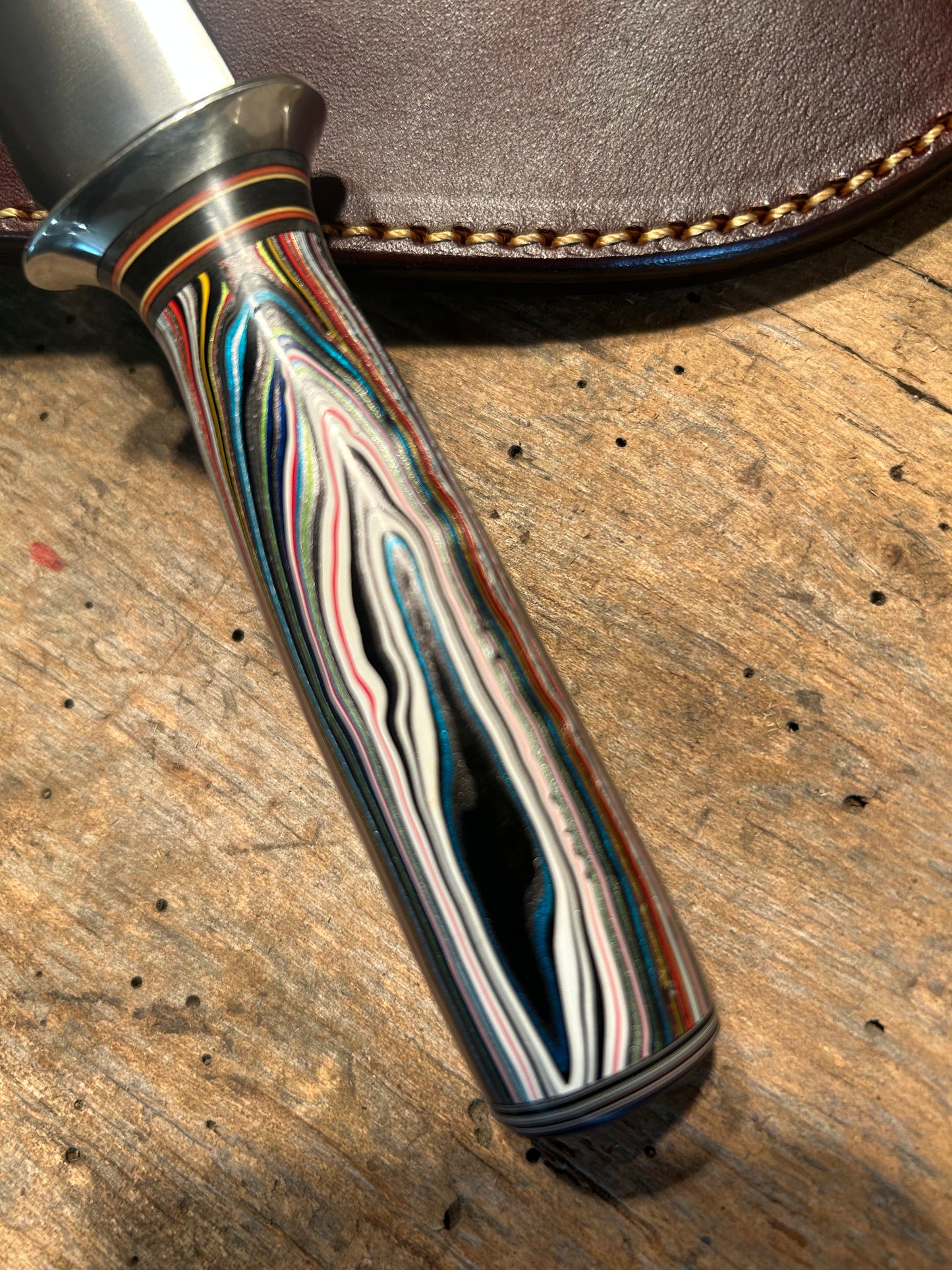 Fordite 4 1/2" Drop Point Nickel Guard AEB-L Stainless Ultra Rare !