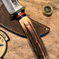 Treeman Big Bay  Hunter 5" Hammer Mark Blade Brass Premium Sambar Stag