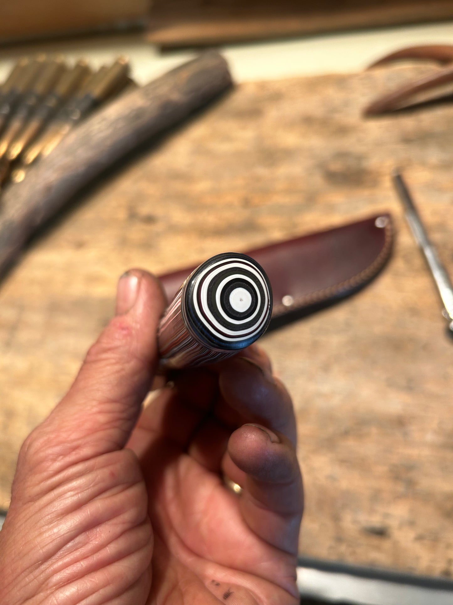 Fordite 4 1/2" Drop Point Nickel Guard AEB-L Stainless Ultra Rare !
