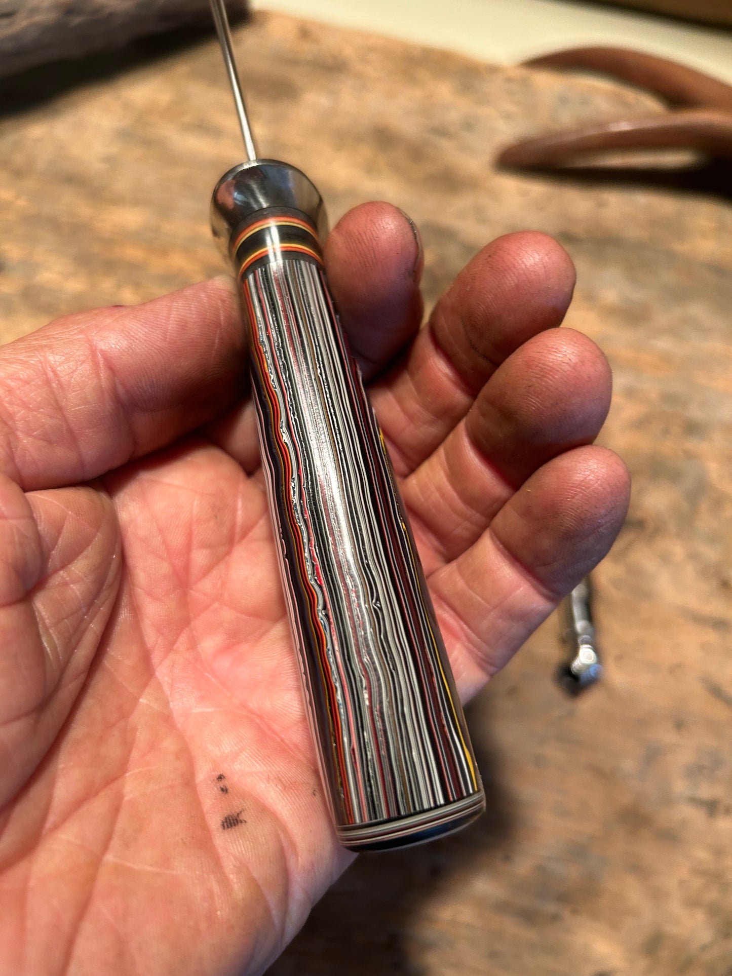 Fordite 4 1/2" Drop Point Nickel Guard AEB-L Stainless Ultra Rare !