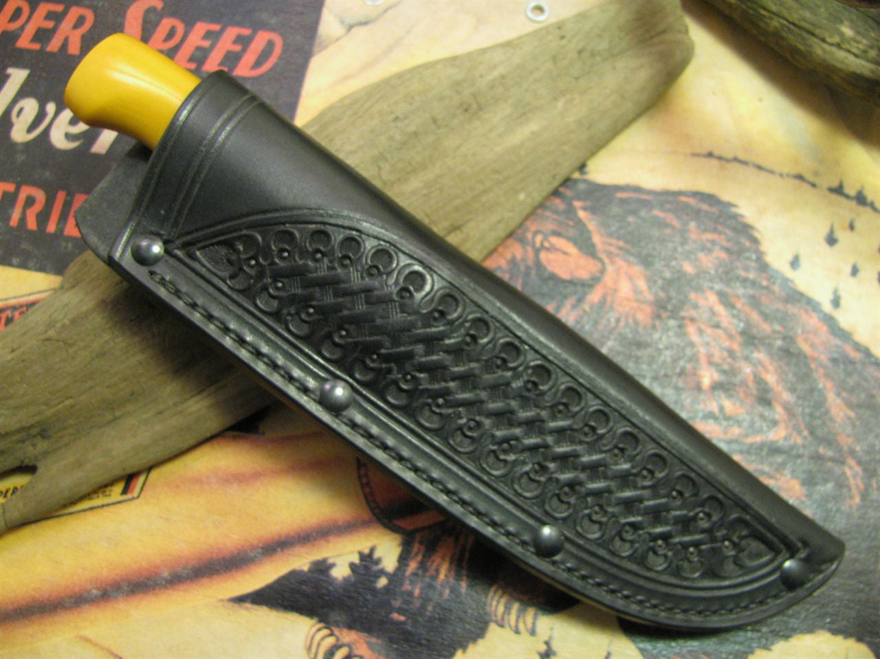 Trout & Deer 4" Yellow Micarta