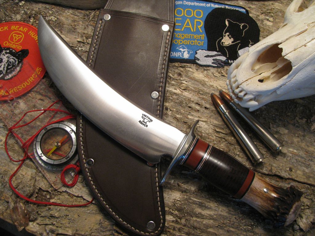 Treeman 8" Classic Scagel Style  Camp Knife leather Crown Stag!