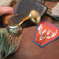 Large Camp Axe  Horse Hide Sambar Crotch Domed Brass Butt Caps 