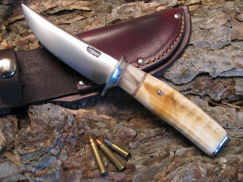 J. Behring Treeman Handmade Musk Ox & Hippo Ivory Deer & Trout Knife 