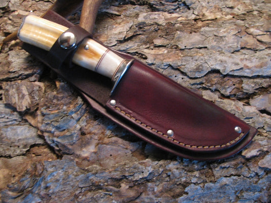 J. Behring Treeman Handmade Musk Ox & Hippo Ivory Deer & Trout Knife 