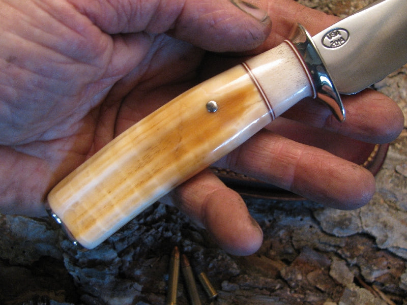 J. Behring Treeman Handmade Musk Ox & Hippo Ivory Deer & Trout Knife 