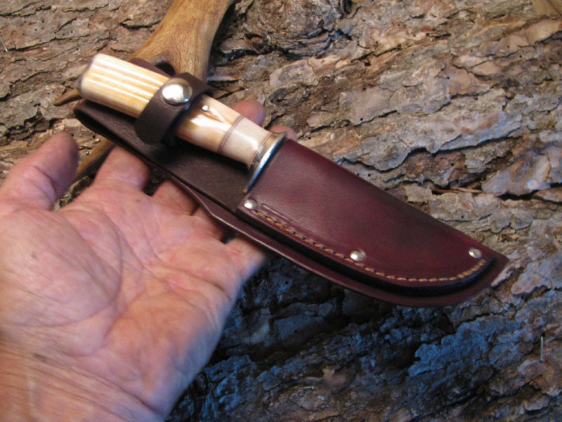 J. Behring Treeman Handmade Musk Ox & Hippo Ivory Deer & Trout Knife 