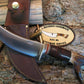  Scagel Drop Tine upswept Skinner Brass butt cap Beaver Tail Treeman Leather shop sheath 
