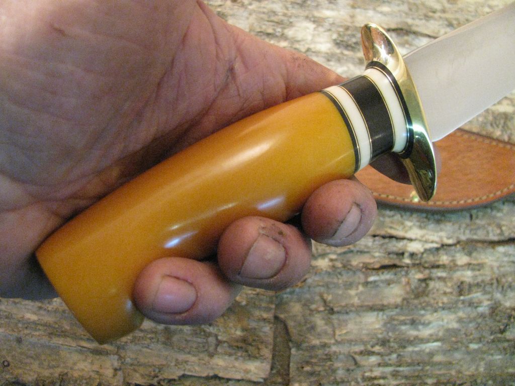 Double skull Fighter' Bumble Bee' Yellow Micarta 