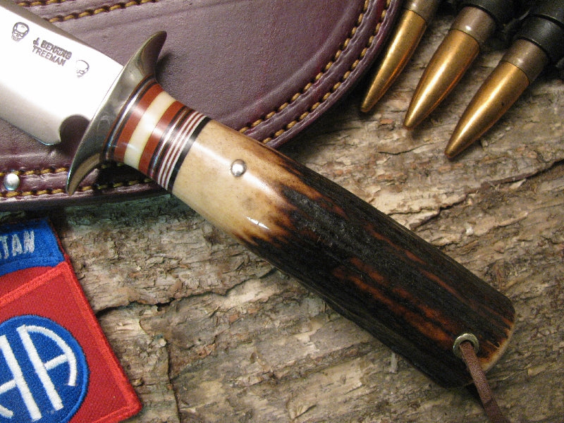 J. Behring Handmade Treeman 7" Humpback Double Skull Fighter Stag