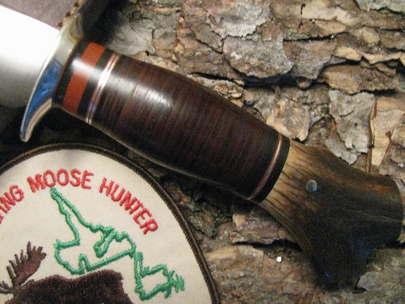 *Treeman Handmade 5 1/4" Sticker/hunter Nickel hardware Horsehide Mule Deer Worn Hole crotch Stag 1/2014