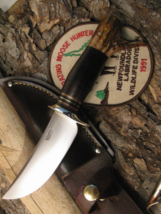 Treeman Handmade Drop Tine Hunter Brass Butt Old School Scagel Style Pancake Sheath. 