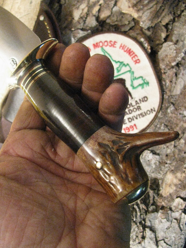Treeman Handmade Drop Tine Hunter Brass Butt Old School Scagel Style Pancake Sheath. 