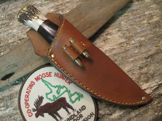 Trout & Deer Leather /Stag Brass Butt Cap "Last Two Sheath "