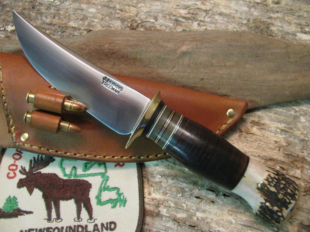 Trout & Deer Leather /Stag Brass Butt Cap "Last Two Sheath "