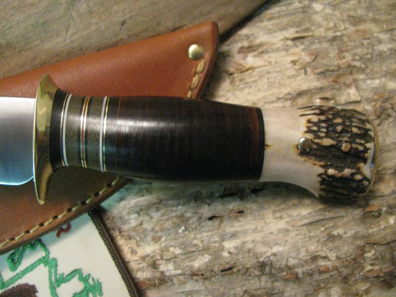 Trout & Deer Leather /Stag Brass Butt Cap "Last Two Sheath "