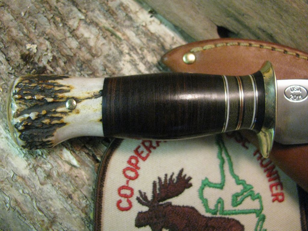 Trout & Deer Leather /Stag Brass Butt Cap "Last Two Sheath "