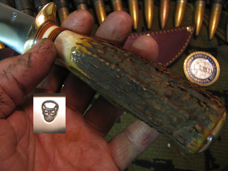 * Treeman Skull Fighter Signed & Dated Blade Prem. Sambar Stag 