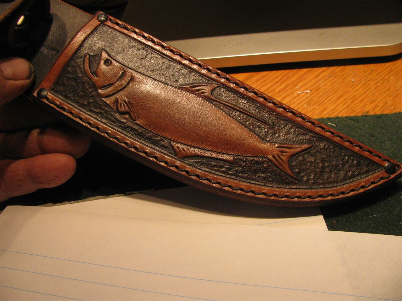 J. Behring Handmade Ivory Filet Knife Tarpon Sheath