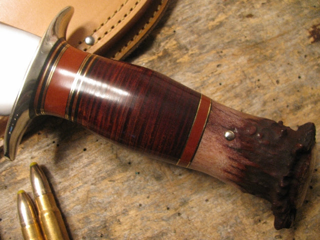 J. Behring Treeman Handmade 8" Camp KNife Crown Stag