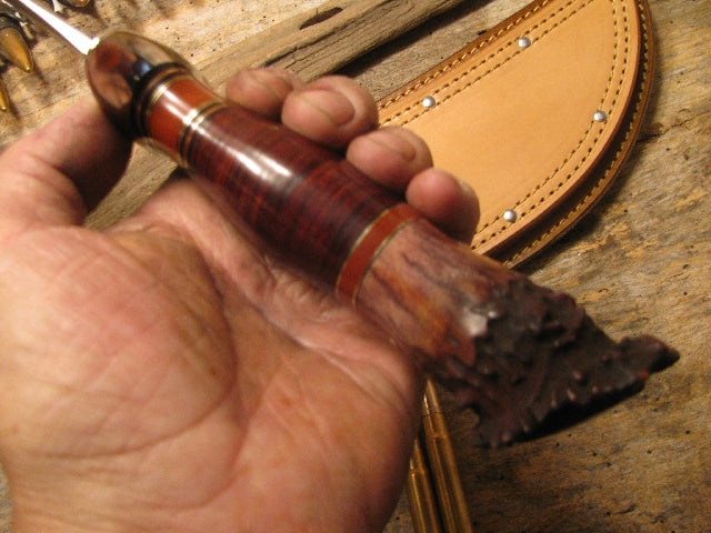 J. Behring Treeman Handmade 8" Camp KNife Crown Stag