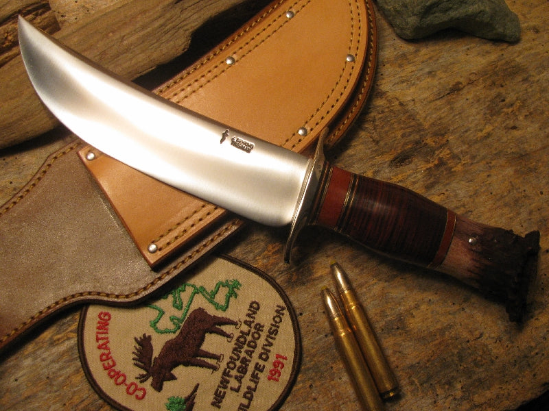 J. Behring Treeman Handmade 8" Camp KNife Crown Stag