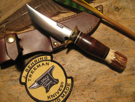 J. Behring Handmade Trout & Deer Knife Leather Stag 