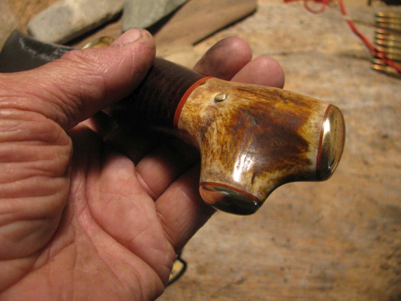 J.Behring Handmade Crotch Stag brass butt caps "Rare"